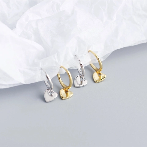 S925 Sterling Silver Heart Charm Hoop Earrings For Women Minimalist Korean Dainty Heart Huggie Earrings Fashion Jewelry