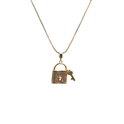 Schloss Und Schlüssel Anhänger Halskette Micro Pave Zirkon Kupfer Schmuck Romantisches Herz Schlüssel Box Kette Für Damen