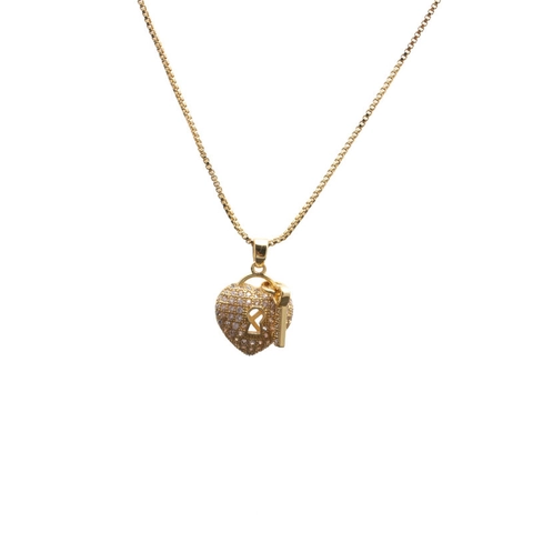 Schloss Und Schlüssel Anhänger Halskette Micro Pave Zirkon Kupfer Schmuck Romantisches Herz Schlüssel Box Kette Für Damen