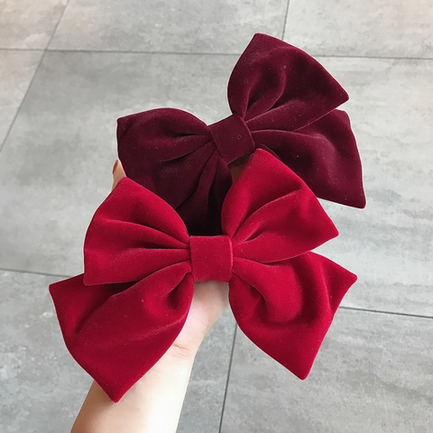 Velvet Large Bow Hair Clip For Women Korean Style Elegant Satin Ribbon Hairpin Oversized Back Head Accessory