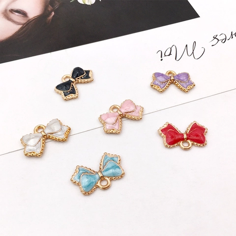 Colgantes De Lazo De Aleación De Esmalte Dijes De Cinta Coloridos Para Fabricación De Joyas DIY Collar Pulsera Artesanía Estilo Dulce