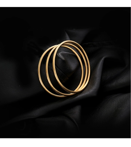 Bangle Titanium Steel Minimalist Round Slim Polished Jewelry For Women Gold Plated Trendy Fashion