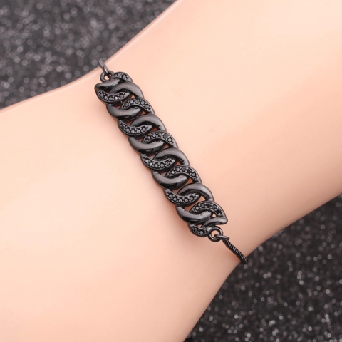 Panzerkette Armband Kupfer Mikropave Zirkonia Verstellbare Schiebeschnalle Luxus Hip Hop Schmuck Für Herren Damen
