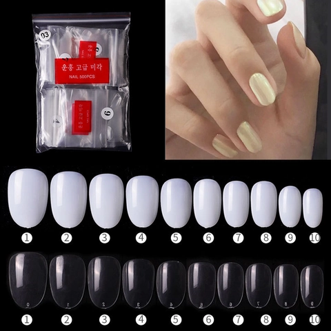 Rund Ovale Künstliche Nageltips ABS Kunststoff Full Cover Künstliche Fingernägel Maniküre DIY Kunst Transparente Natürliche Farben