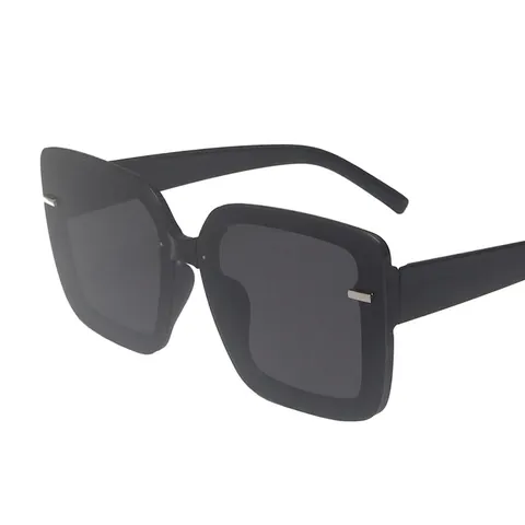Dames Vierkante Grote Zonnebril UV-Bescherming Resin Lens Trendy Streetwear Brillen Met Metaalaccent