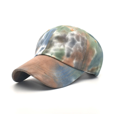 Cappello Da Baseball Tie-Dye Donna Cotone Foro Per Coda Di Cavallo Protezione Solare Regolabile Casual Estivo
