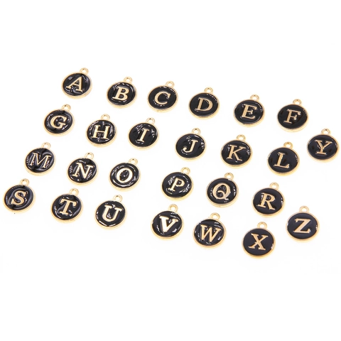 DIY Legierung Alphabet Anhänger Emaille Tropföl Rund Herz Sechseck Charm Schmuckherstellung Befunde Strass Alphabet Anhänger Zubehör