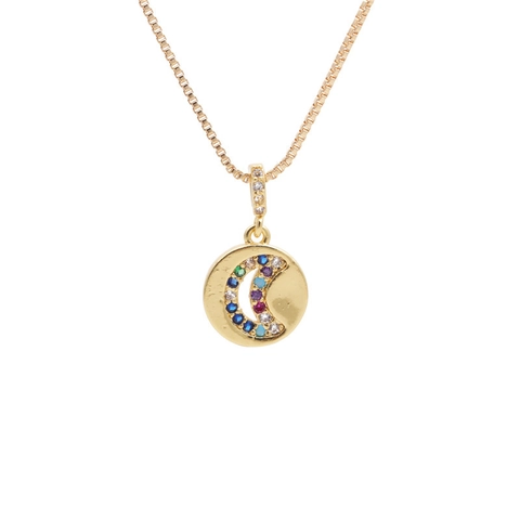 Mode Kupfer Zirkonia Mond Stern Anhänger Halskette Box Kette Zierlicher Schmuck Geschenk Accessoire Für Damen