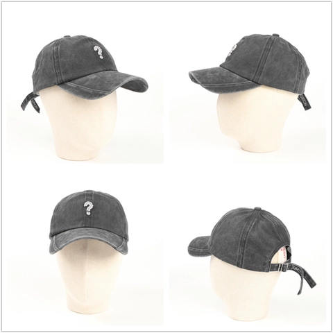 Vintage Washed Cotton Baseball Cap Fragezeichen Bestickt Distressed Curved Brim Verstellbarer Streetwear Unisex Hut