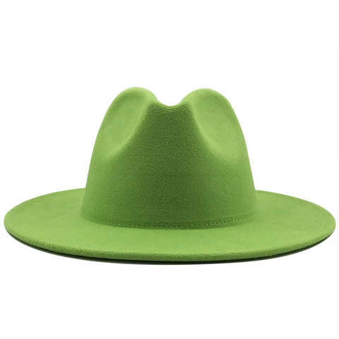 Woolen Fedora Hat Two Tone Wide Flat Brim Color Block Jazz Cap Stylish Fashion For Women Men Accessories