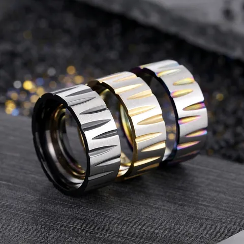 Edelstahl Ring Herren Industrielles Getriebe Design Gebürstete Textur Moderne Mode Unisex Band Schmuck