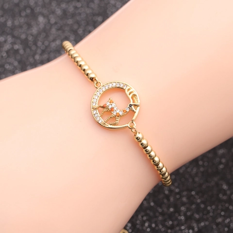 Rendier Bedel Armband Koper Micro Zirconia Verstelbare Schuifketting Mode Sieraden Elegant Accessoire
