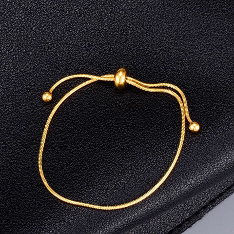 Minimalistisches Schlangenkette Armband Fußkettchen 316L Titanstahl Vergoldet Verstellbarer Schiebeverschluss Damen Schmuck