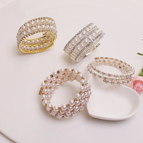 Pulsera Envolvente Multicapa Con Perlas Artificiales De Imitación Y Diamantes De Imitación Joyería Elegante Para Mujeres Fiesta