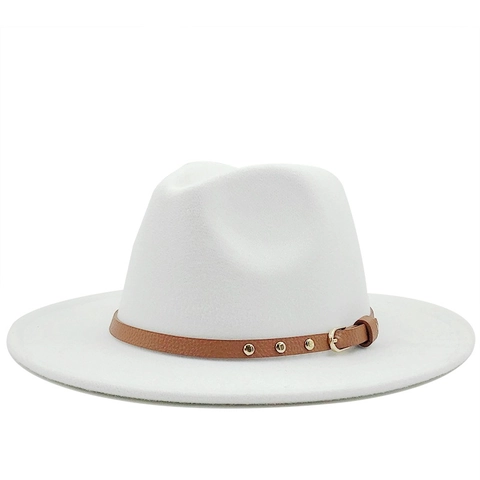 Klassieke Fedora Hoed Wollen Vilt Brede Rand Met Geklonken Leren Band Voor Heren Dames Britse Stijl