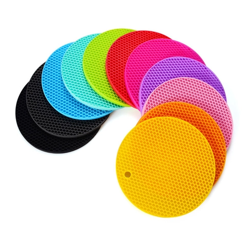 Runde Siliconen Placemats Honingraat Hittebestendige Onderzetters Antislip Panonderzetters Met Ophanggat Keukenaccessoires