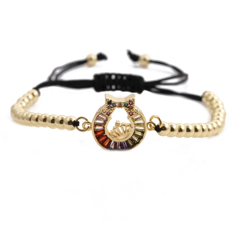 Bracciale Corona Micro Pave Zirconia Catena A Sfere In Ottone Regolabile Gioielli Hip Hop Per Uomini