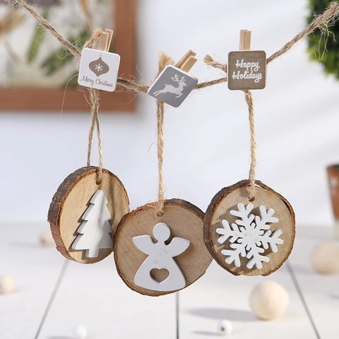 Addobbi Natalizi Appesi In Legno Fette Di Betulla Naturale Motivi Fiocco Di Neve Angelo Albero Decorazioni Natalizie