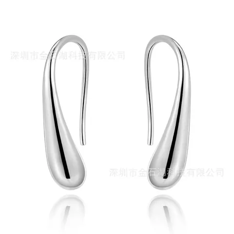 Waterdruppel Teardrop Haak Oorbellen Koper 925 Zilver Goud Verguld Zwart Hoogglans Minimalistisch Elegant Mode Sieraden Vrouwen