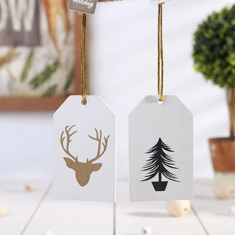 Etichette Appese Di Natale In Legno Ornamenti In Legno Bianco Renna Fiocco Di Neve Albero Di Natale Per Decorazione