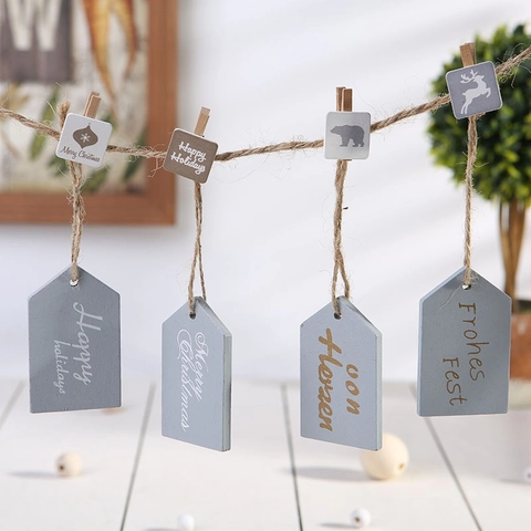 Etichette Appese In Legno Albero Di Natale Decorazione Grigio Legno Corda Di Juta Stile Nordico Etichette Regalo