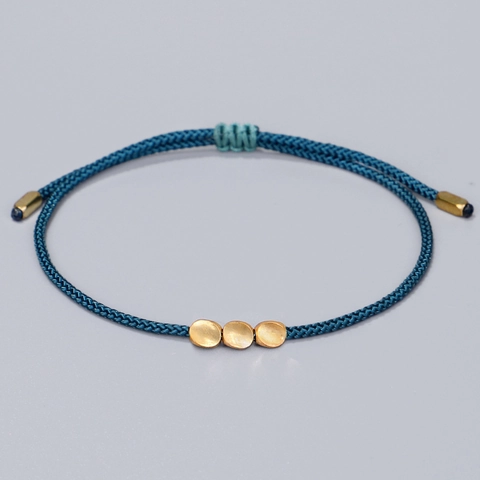 Handmade Woven Rope Bracelet With Copper Beads Adjustable Minimalist Tibetan Style Jewelry Gift For Men Women