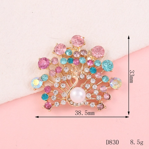 Spilla In Lega Forma Pavone Con Strass Colorati Pietra Occhio Gatto Perla Artificial Finta Accessorio Gioielli Fai Da Te