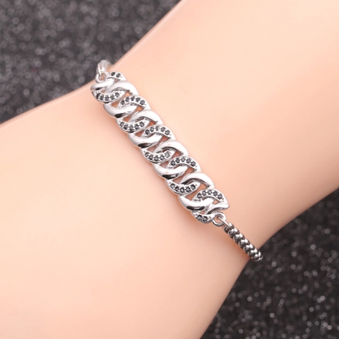 Panzerkette Armband Kupfer Mikropave Zirkonia Verstellbare Schiebeschnalle Luxus Hip Hop Schmuck Für Herren Damen