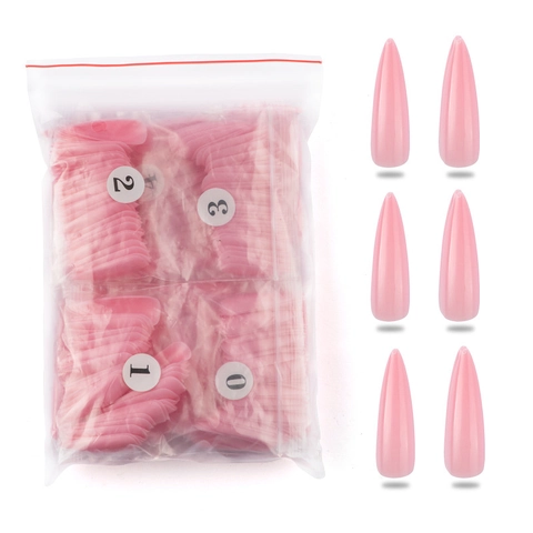 Unghie Finte Stiletto Lunghe Appuntite Copertura Completa Plastica ABS Tinta Unita Manicure DIY Per Donne