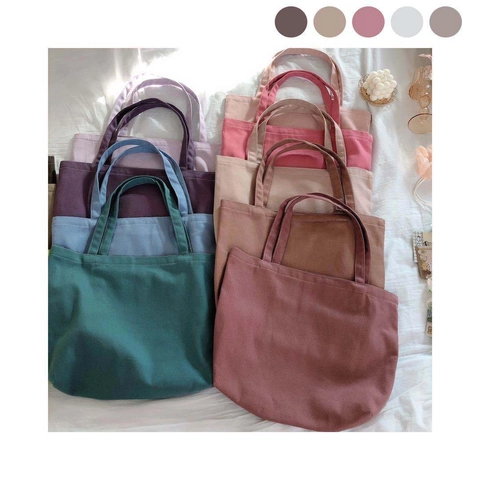 Minimalist Canvas Tote Bag Morandi Colors Large Capacity Shoulder Handbag For Women Student School Daily