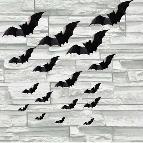 3D Halloween Fledermaus Wandsticker Schwarz PVC Stereoskopisch DIY Wandtattoo Für Halloween Party Haus Dekoration
