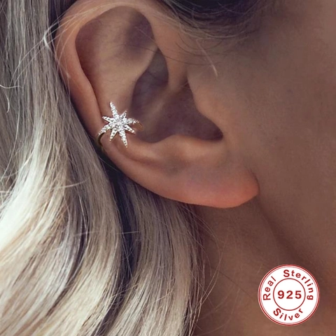 Σκουλαρίκια Ear Cuff Αστέρι Από Ασήμι 925 Χωρίς Τρύπημα Ζιργκόν Οκτάγραμμα Μινιμαλιστικά Κοσμήματα Για Γυναίκες