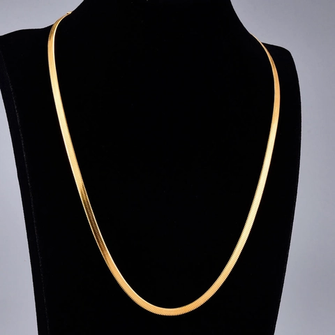 Minimalist Snake Bone Chain Necklace 316L Stainless Steel 18K Gold Plated Flat Smooth Clavicle Chain Elegant Women Jewelry