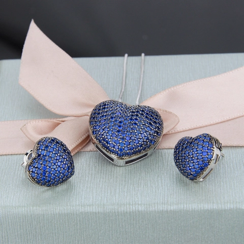 Herzform Schmuck Halskette Und Ohrstecker Kupfer Vergoldet Pavé Zirkonia Für Damen Romantisches Elegantes Accessoire