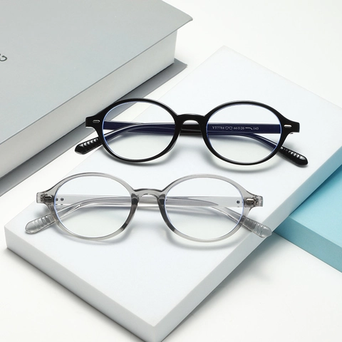 Occhiali Da Vista Ovali Donne Montatura Plastica Anti Luce Blu Lenti Chiare Stile Retrò Nerd Leggeri Borchie