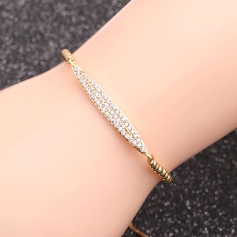 Bracciale Zircone Micro Pave Navetta Marquise Cursore Regolabile Gioielli In Rame Per Uomo Donna Accessori Moda Eleganti