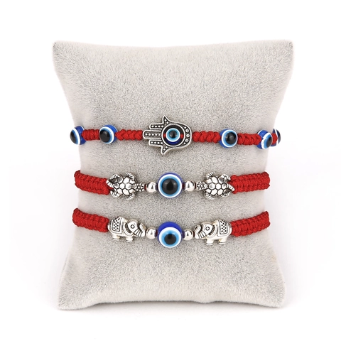 Evil Eye Geflochtenes Armband Mit Legierung Hamsa Hand Elefant Schildkröte Anhänger Handgefertigt Verstellbarer Boho Schmuck