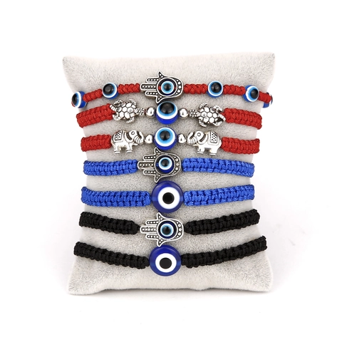 Evil Eye Geflochtenes Armband Mit Legierung Hamsa Hand Elefant Schildkröte Anhänger Handgefertigt Verstellbarer Boho Schmuck