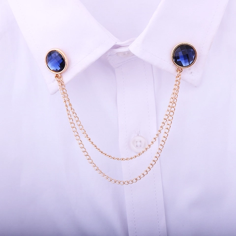 Spilla a Catena da Colletto in Lega di Zinco con Strass Unisex Tonda Multicolore con Nappa Accessori per Camicia Geometrici