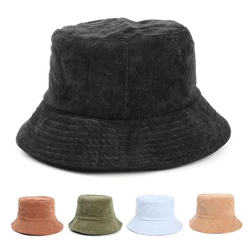 Cappello da Pescatore Invernale da Donna Reversibile in Velluto a Coste Tinta Unita Doppio Lato in Cotone Pieghevole Caldo
