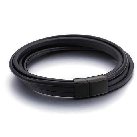 Pulsera De Cuero Trenzado Multicapa Para Hombre Con Cierre Magnético De Acero Inoxidable Joyería De Moda