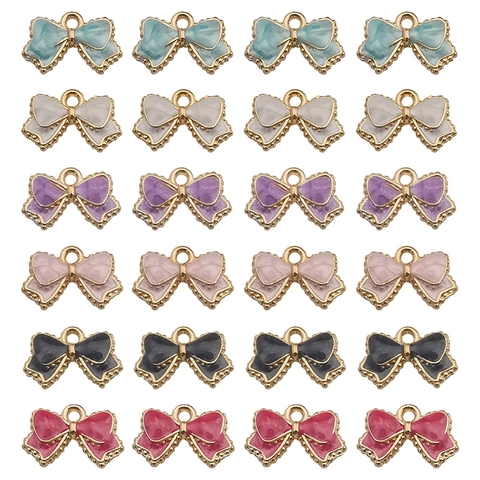 Colgantes De Lazo De Aleación De Esmalte Dijes De Cinta Coloridos Para Fabricación De Joyas DIY Collar Pulsera Artesanía Estilo Dulce