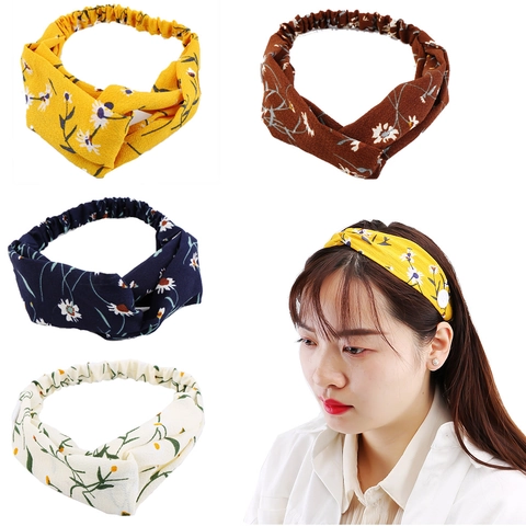 Gänseblümchen Stirnband Elastisch Chiffon Mit Knoten Und Knöpfen Für Ohrenschutz Böhmisches Haar Accessoire Damen