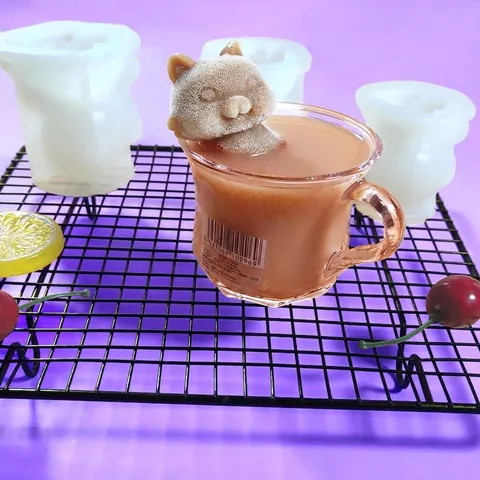 Teddy Dog And Cat 3D Silicone Mold For DIY Ice Cube Cake Chocolate Soap Candle Handmade Craft Tool