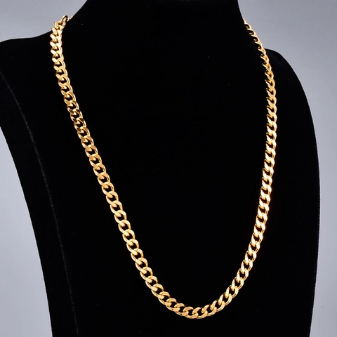 Gold Cuban Link Necklace 316L Stainless Steel Thick Wide Chain Adjustable Clavicle Hip Hop Punk Jewelry