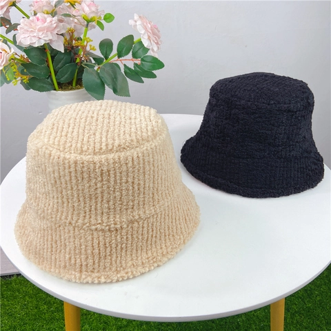 Cappello Alla Pescatora In Lana Di Agnello Donna Inverno Caldo Spesso Peluche Stile Giapponese Coreano Regolabile