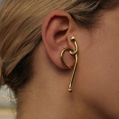 Minimalistischer Ohrmanschette Vergoldet Ohne Piercing Ohrclip Abstrakt Verdreht Geometrisch Schmuck Damen