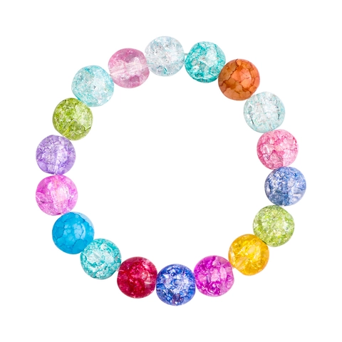 Cracked Glass Beads Round Multi Color With Storage Box For DIY Bracelet Necklace Jewelry Making Kids Adults