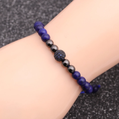 Micro Pave Zirconia Curved Cylinder Bead Bracelet Copper Luxury Adjustable Braided Rope Jewelry For Men Women