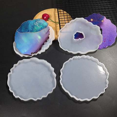 DIY Epoxy Resin Coaster Silicone Mold Irregular Wave Edge Flexible Casting Tray Tool For Home Decorative Crafting